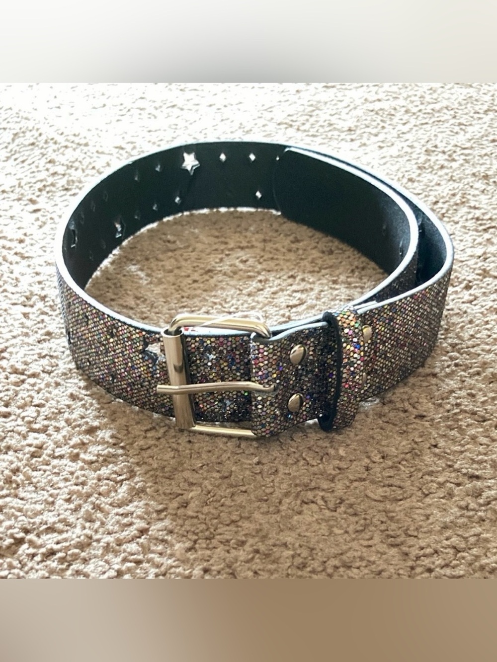 *BRAND NEW* Charlotte Russe Colorful Glitter Multicolor Sparkle Stars Black Belt